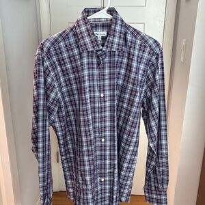 Peter Millar Blue and Red Plaid Button Down Shirt
